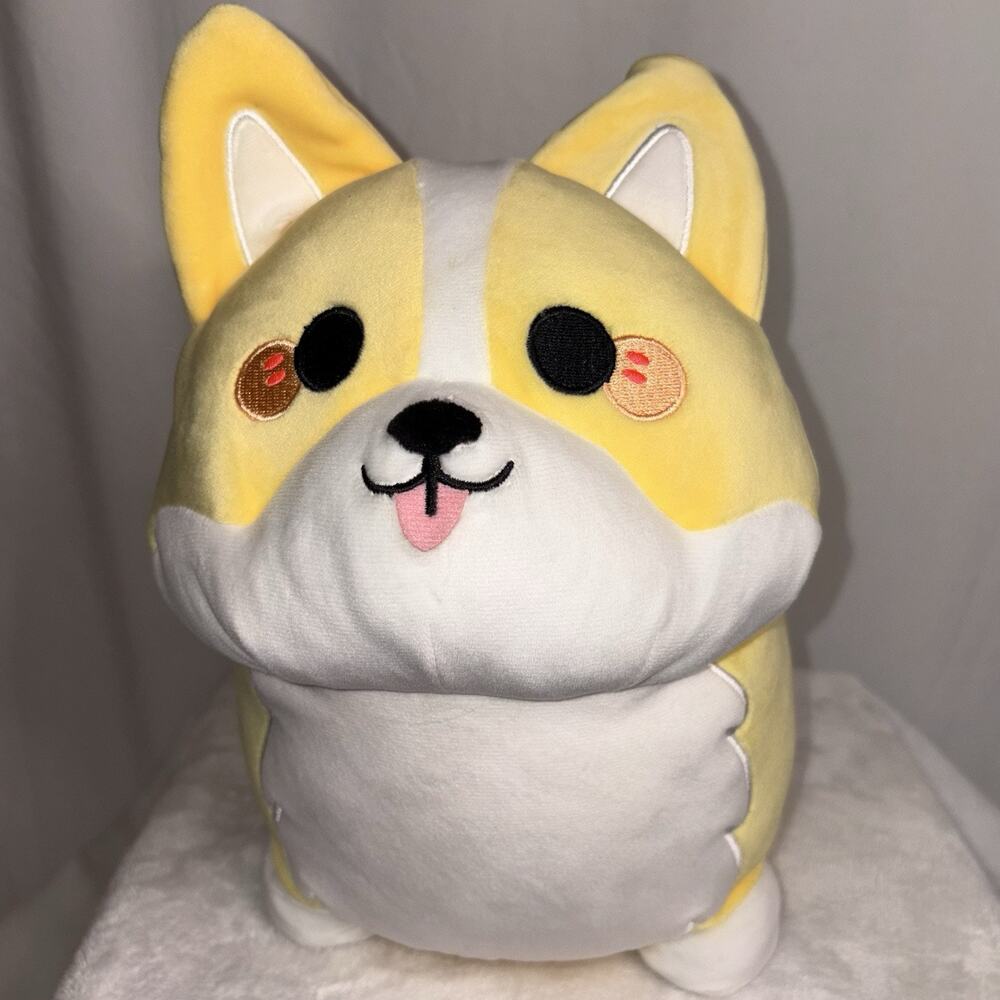 Aliquantum Plush Dog Corgi Puppy Kawaii Soft Squishy Pillow Yellow EUC